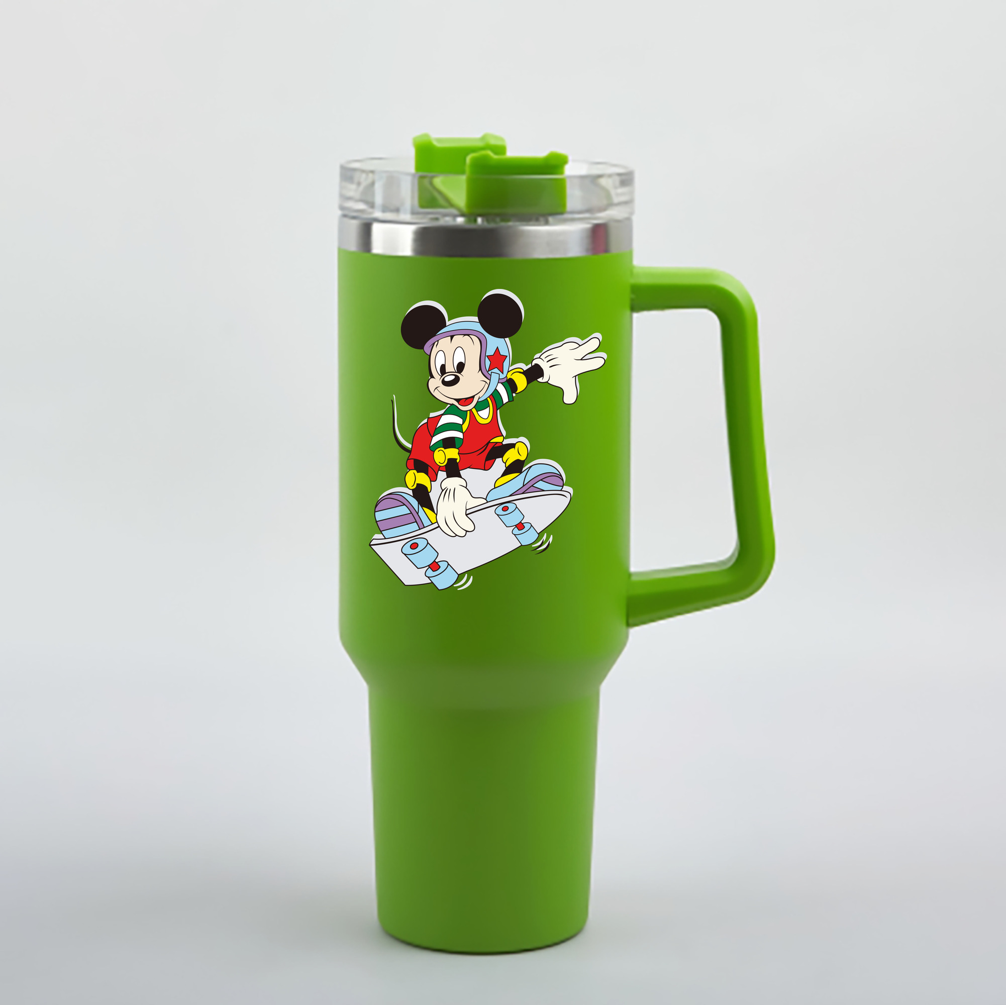 （画像用） ミッキーマウス Mickey Mouse 1200mL車用タンブラー - クリスタルステッカー（プラスチックストロー付き）